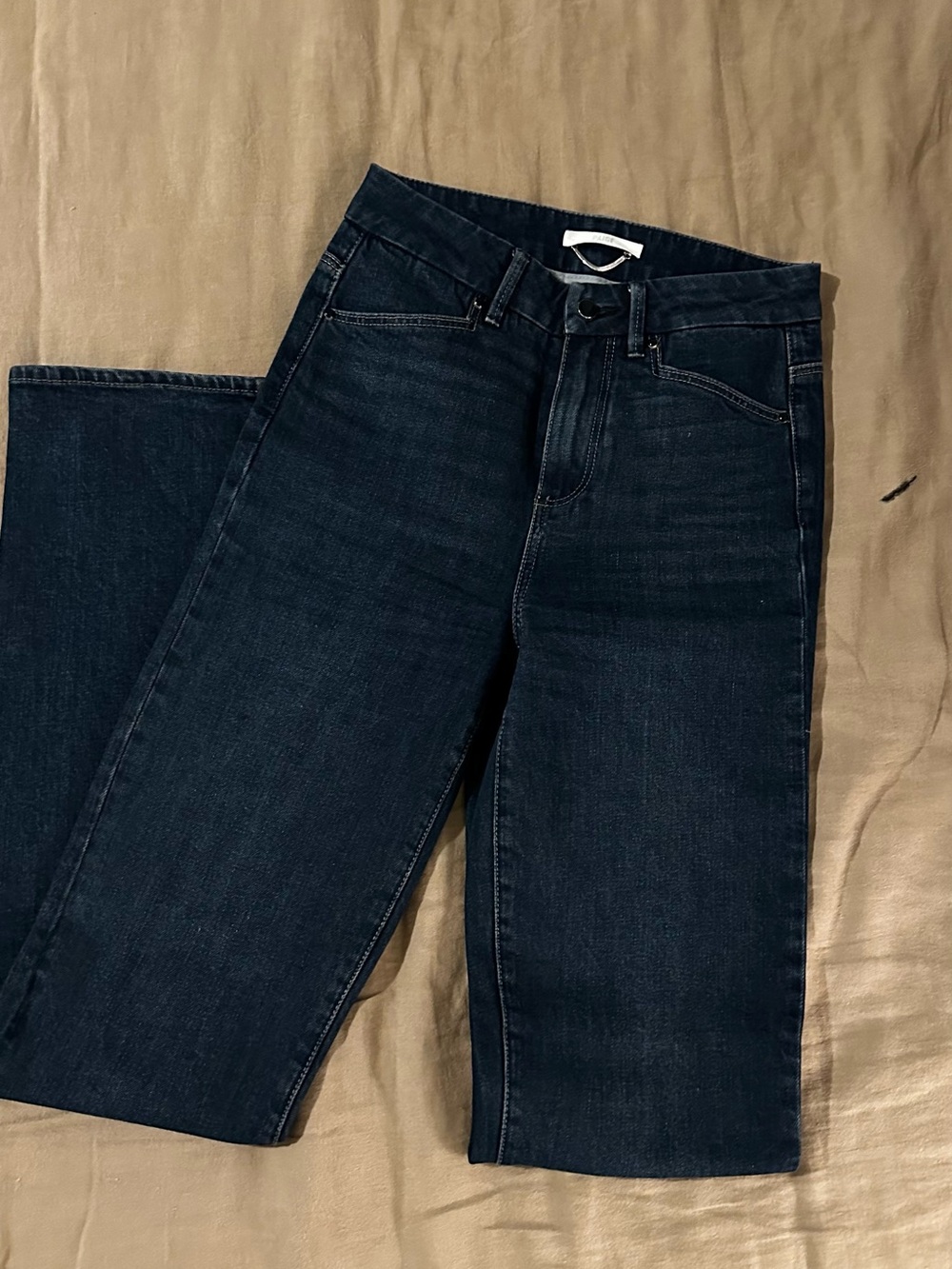 PAIGE Dark Blue Flare Jeans with Front Slit